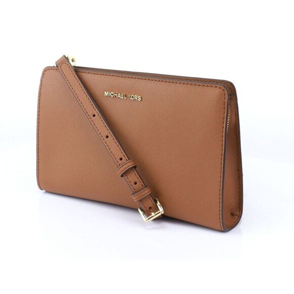 NWT Michael Kors Jet Set Travel Large Crossbody Clutch Bag LUGGAGE - Picture 8 of 12